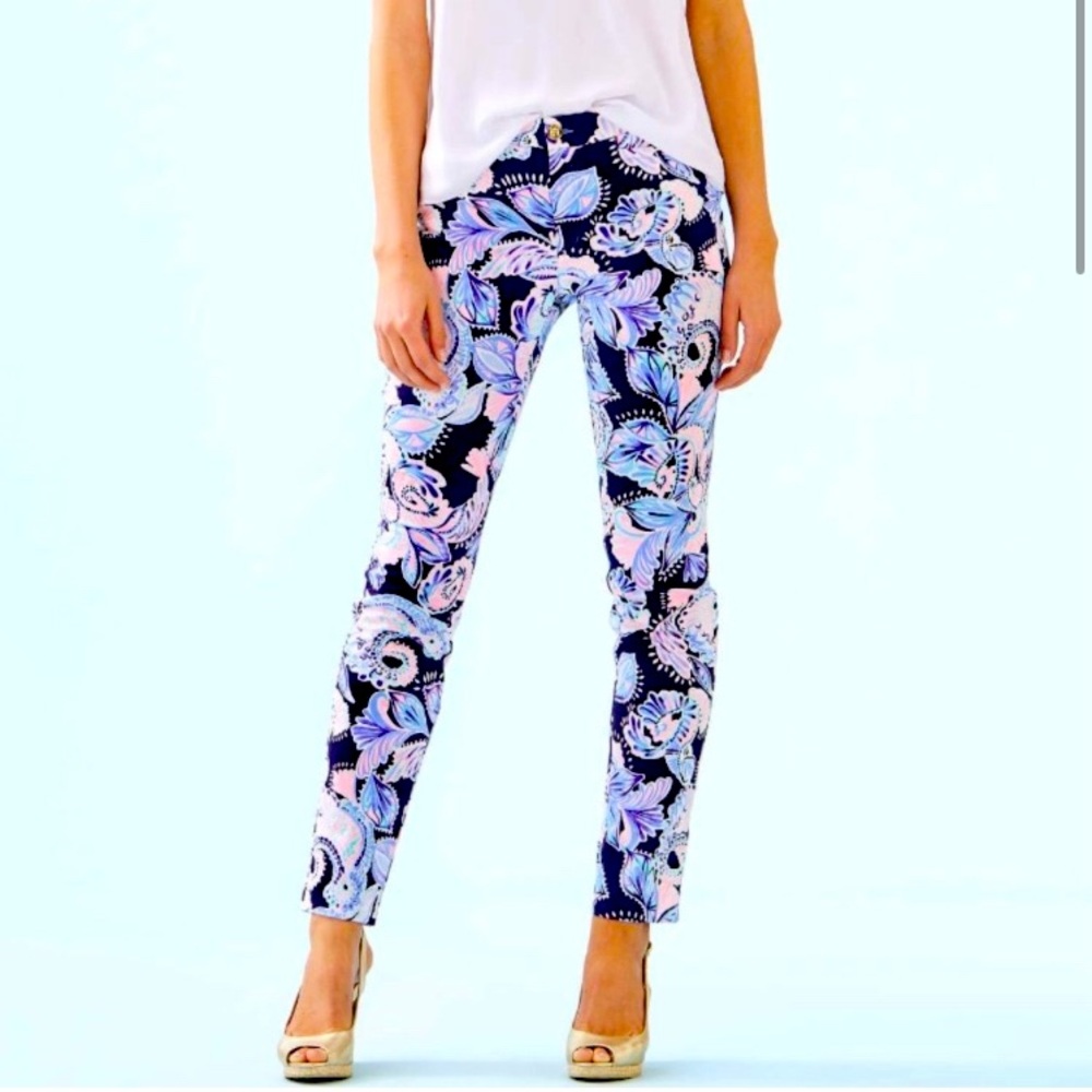 Lilly Pulitzer Kelly high-rise skinny ankle pants high tide navy holy 0